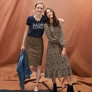 J. Crew Leopard Peasant Midi Dress